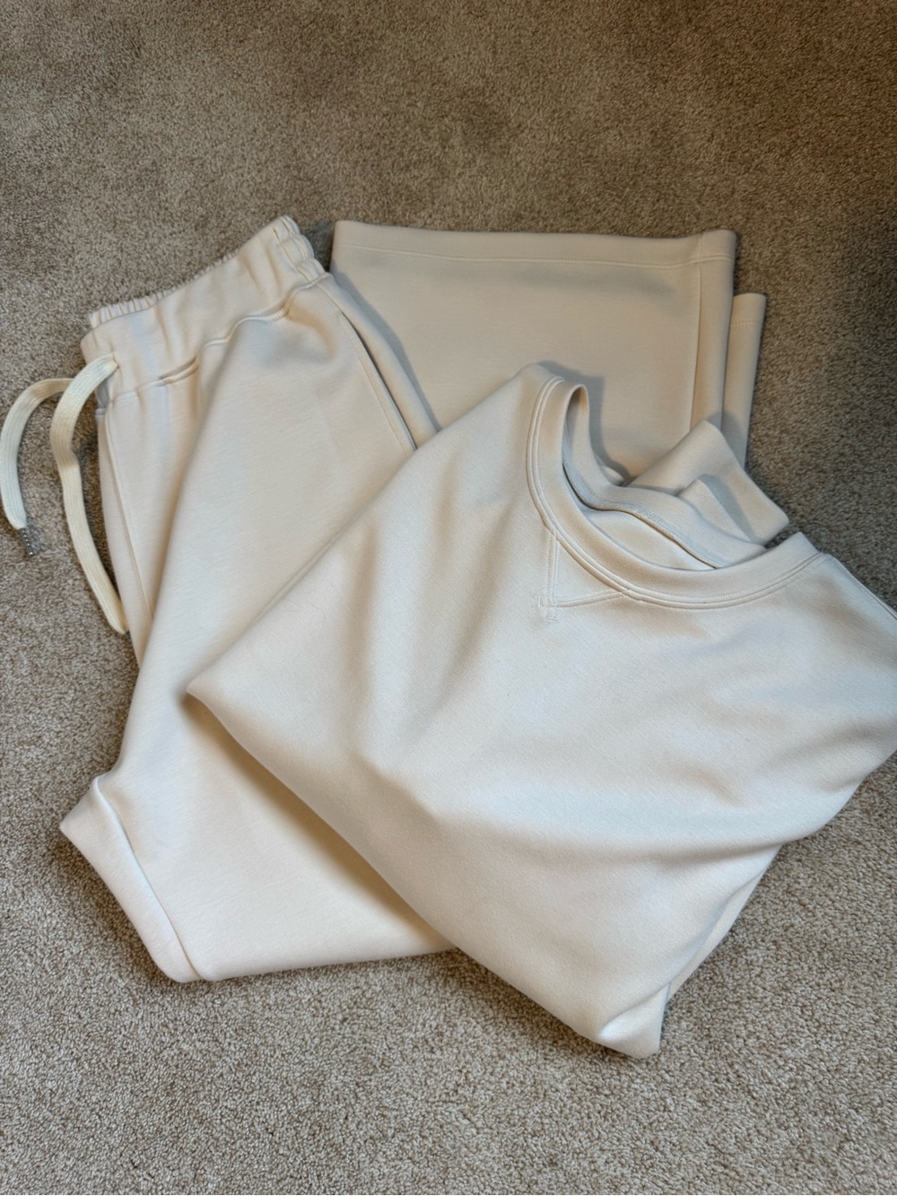 Women's Cream Crewneck Sweatshirt and Jogger Set